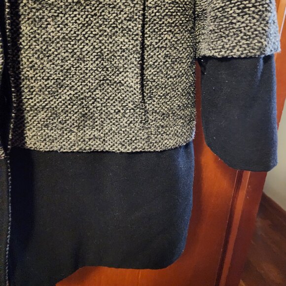 Women's Large INC International Concepts Black/White Wool Blend Coat - Picture 5 of 10